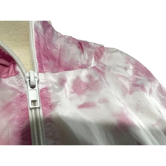 Forever 21 Plus Pink Tie Dye Windbreaker Jacket Sz 0XL Hooded - Picture 7 of 11